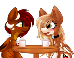 Size: 5884x4639 | Tagged: safe, artist:dollmaker47, oc, oc only, oc:sugarheart, bat pony, pegasus, pony, absurd resolution, female, male, mare, simple background, stallion, table, transparent background