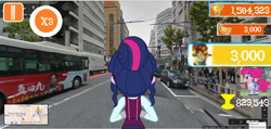 Size: 1364x648 | Tagged: safe, edit, pinkie pie, sci-twi, twilight sparkle, equestria girls, friendship games, building, bus, car, gameloft, map, minion rush, ms paint, shibuya, streets, tokyo