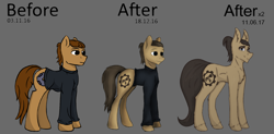 Size: 2000x984 | Tagged: safe, artist:al1-ce, oc, oc only, oc:sinraal, pony, comparison, draw this again, progress, solo