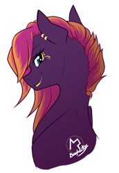 Size: 835x1213 | Tagged: safe, artist:basykail, oc, oc only, oc:lucky punk, earth pony, pony, bust, female, mare, portrait, simple background, solo, transparent background