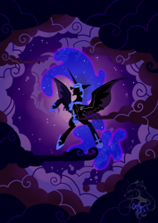 Size: 1240x1748 | Tagged: safe, artist:ogre, nightmare moon, alicorn, pony, open mouth, pixiv, solo