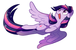 Size: 745x493 | Tagged: safe, artist:tsurime, twilight sparkle, twilight sparkle (alicorn), alicorn, pony, cute, flying, simple background, solo, starry mane, twiabetes, white background