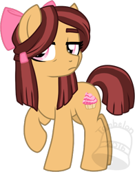 Size: 500x638 | Tagged: safe, artist:tambelon, oc, oc only, oc:cupcake, earth pony, pony, female, mare, next generation, offspring, pandoraverse, parent:cheese sandwich, parent:pinkie pie, parents:cheesepie, simple background, solo, transparent background, watermark