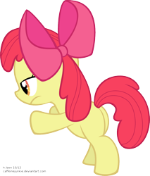 Size: 1000x1175 | Tagged: safe, artist:caffeinejunkie, apple bloom, earth pony, pony, bridle gossip, apple bloom's bow, bipedal, bipedal leaning, bow, female, filly, hair bow, leaning, plot, simple background, solo, transparent background, vector