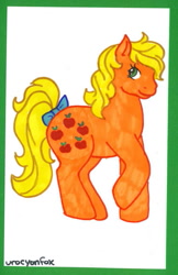 Size: 413x639 | Tagged: safe, artist:skypinpony, applejack (g1), g1, solo, traditional art