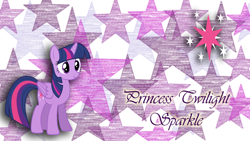 Size: 1366x768 | Tagged: safe, artist:overdriv3n, artist:saphirabjarskular, twilight sparkle, twilight sparkle (alicorn), alicorn, pony, cutie mark, female, folded wings, mare, solo, stars, vector, wallpaper