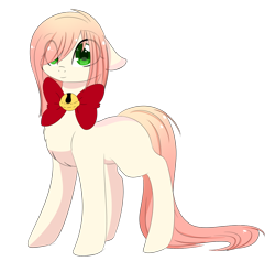 Size: 1024x970 | Tagged: safe, artist:little-sketches, oc, oc only, oc:akarui sakura, earth pony, pony, bell, bell collar, collar, female, floppy ears, mare, neck bow, simple background, solo, transparent background