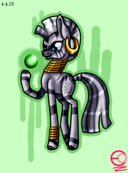 Size: 394x531 | Tagged: safe, artist:inspiredpixels, zecora, zebra, orb, simple background, solo