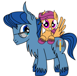 Size: 3438x3411 | Tagged: safe, artist:dinkyuniverse, leadwing, scootaloo, oc, earth pony, pony, andy price, excited, glasses, grin, male, simple background, smiling, stallion, transparent background, unshorn fetlocks