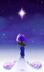 Size: 2480x4000 | Tagged: safe, artist:0ndshok, twilight sparkle, twilight sparkle (alicorn), alicorn, anthro, human, ass, clothes, female, humanized, pants, rear view, solo, stars, twibutt, wingless, wingless anthro