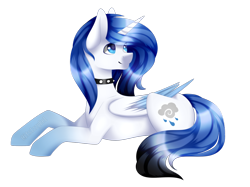 Size: 1024x767 | Tagged: safe, artist:itsizzybel, oc, oc only, oc:chrysalis galaxy, alicorn, pony, choker, prone, simple background, solo, spiked choker, transparent background