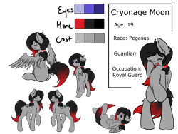 Size: 2048x1536 | Tagged: safe, artist:frowfrow, oc, oc only, oc:cryonagemoon, pegasus, pony, female, red and black oc, reference sheet