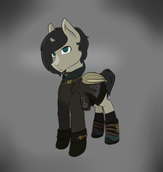 Size: 2005x2113 | Tagged: safe, artist:php2000, oc, oc only, oc:schurl miller, bat pony, pony, 9s, bat wings, clothes, crossover, dress, leotard, male, nier, nier: automata, pants, ponified, simple background, stallion