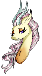 Size: 532x955 | Tagged: safe, artist:xxmissteaxx, oc, oc only, oc:chaos willow, draconequus, hybrid, bust, interspecies offspring, offspring, parent:discord, parent:fluttershy, parents:discoshy, portrait, solo