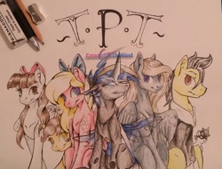 Size: 1280x972 | Tagged: safe, artist:eyesorefortheblind, oc, oc only, equestria amino, equestriaamino, group, theft prevention team, tpt, traditional art