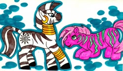 Size: 600x347 | Tagged: safe, artist:skypinpony, zecora, zebra, g1, square crossover, traditional art, zig zag