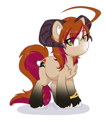 Size: 1600x1867 | Tagged: safe, artist:pvrii, oc, oc only, oc:kyanter, hybrid, pony, chest fluff, female, horn, looking at you, mare, ram, simple background, solo, transparent background