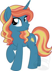 Size: 515x700 | Tagged: safe, artist:tambelon, oc, oc only, oc:razzle dazzle, pony, unicorn, female, mare, offspring, parent:fashion plate, parent:sassy saddles, solo, watermark