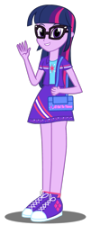 Size: 1239x3072 | Tagged: dead source, safe, artist:drewmwhit, sci-twi, twilight sparkle, equestria girls, alternate universe, clothes, converse, glasses, looking at you, shoes, simple background, skirt, smiling, solo, transparent background