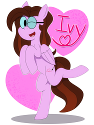 Size: 3000x4000 | Tagged: safe, alternate version, artist:b-cacto, oc, oc only, oc:ivy rose, pony, bipedal, glasses, heart, one eye closed, solo, standing, wink