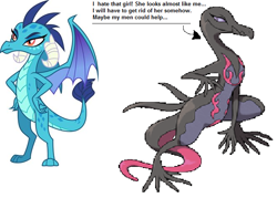 Size: 664x476 | Tagged: safe, princess ember, dragon, pony, 1000 hours in ms paint, comic, female, ms paint, pokémon, salazzle, similarities