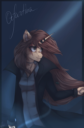Size: 2193x3327 | Tagged: safe, artist:orfartina, oc, oc only, oc:orfartina, anthro, unicorn, clothes, female, mare, solo