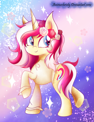 Size: 1024x1325 | Tagged: safe, artist:animechristy, oc, oc only, oc:pastel script, pony, flower, solo