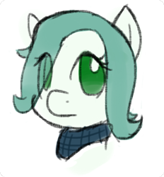 Size: 385x415 | Tagged: safe, artist:heylookasquirrel, oc, oc only, oc:emerald jewel, bandana, child, colt, colt quest, cute, femboy, foal, hair over one eye, hnnng, male, solo