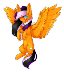 Size: 841x937 | Tagged: safe, artist:twinkepaint, oc, oc only, oc:sunrise, pegasus, pony, female, mare, one eye closed, simple background, solo, spread wings, transparent background, wings, wink