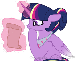 Size: 840x662 | Tagged: safe, artist:ipandacakes, twilight sparkle, twilight sparkle (alicorn), alicorn, pony, magic, older, scroll, simple background, solo, transparent background