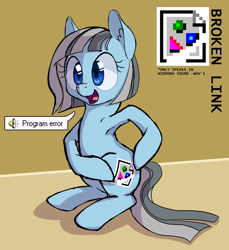 Size: 800x875 | Tagged: safe, artist:tehflah, oc, oc only, oc:broken link, earth pony, pony, armpits, dialogue, open mouth, sitting, solo, windows