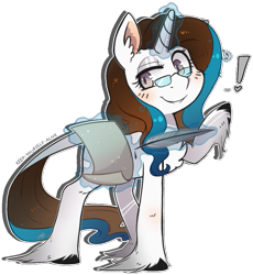 Size: 851x925 | Tagged: safe, artist:kyaokay, oc, oc only, exclamation point, feather, scroll, simple background, solo, transparent background, unshorn fetlocks