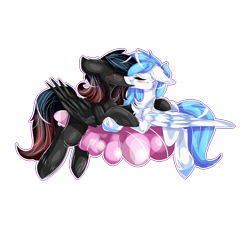 Size: 3000x3000 | Tagged: safe, artist:riare14, oc, oc only, pegasus, pony, cloud, female, kissing, lesbian, shipping, simple background, transparent background