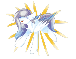 Size: 2629x2053 | Tagged: safe, artist:sunshinejoyyt, oc, oc only, oc:sunshine wonder, pegasus, pony, blushing, eyes closed, happy, simple background, solo, transparent background