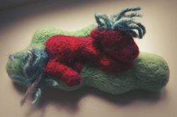 Size: 2190x1447 | Tagged: safe, artist:queerny, felt, photo, sleeping, traditional art