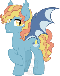 Size: 559x700 | Tagged: safe, artist:tambelon, oc, oc only, oc:beach bum, bat pony, pony, male, solo, stallion, watermark