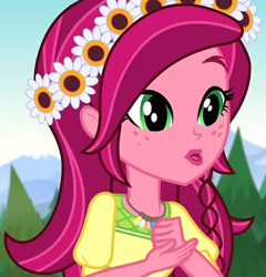 Size: 877x915 | Tagged: safe, screencap, gloriosa daisy, equestria girls, legend of everfree, cropped, flower, flower in hair, solo