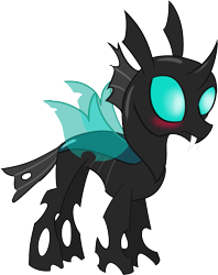 Size: 1085x1372 | Tagged: safe, artist:waffleberry, thorax, changeling, blushing, simple background, solo, spread wings, transparent background