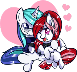 Size: 2246x2078 | Tagged: safe, artist:xwhitedreamsx, oc, oc only, bat pony, pony, unicorn, ear piercing, female, heart, high res, male, mare, oc x oc, piercing, shipping, simple background, stallion, straight, transparent background