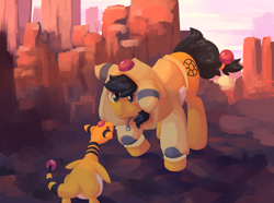 Size: 1024x763 | Tagged: safe, artist:ink-dash, oc, oc only, oc:lamplight, pony, ampharos, clothes, cosplay, costume, crossover, curious, cute, hoodie, pokémon