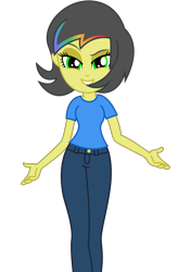 Size: 3500x5000 | Tagged: safe, artist:razethebeast, oc, oc only, oc:pauly sentry, equestria girls, absurd resolution, clothes, equestria girls-ified, pants, raised eyebrow, simple background, solo, transparent background, vector