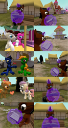 Size: 1400x2626 | Tagged: safe, artist:soad24k, button mash, sweetie belle, oc, oc:brain teaser, oc:dusty notes, oc:rose bloom, oc:soadia, oc:true blue, 3d, comic, gmod, hearts and hooves day, shipping, singles awareness day, valentine's day