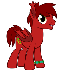 Size: 3254x4000 | Tagged: safe, artist:partylikeanartist, oc, oc only, oc:tune twister, bat pony, pony, bat pony oc, fangs, kandi, looking at you, on side, simple background, smiling, solo, transparent background