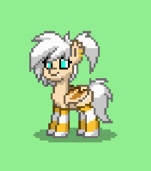 Size: 316x359 | Tagged: safe, oc, oc only, oc:vanilla fantasy, bat pony, pony, clothes, piercing, pixel art, pony town, ponytail, socks, solo, striped socks