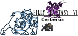 Size: 416x194 | Tagged: safe, artist:rydelfox, cerberus (character), cerberus, filly fantasy vi, multiple heads, sprite, three heads