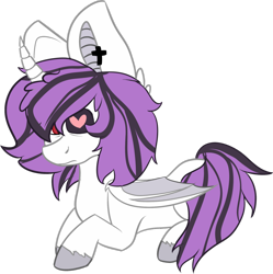 Size: 1024x1030 | Tagged: safe, artist:fizzy2014, oc, oc only, oc:violet, alicorn, bat pony, bat pony alicorn, pony, bat wings, female, hair over one eye, heart eyes, mare, prone, simple background, solo, transparent background, wingding eyes