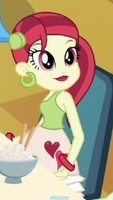 Size: 113x200 | Tagged: safe, screencap, rose heart, equestria girls, equestria girls (movie), bracelet, ear piercing, earring, food, heart, helping twilight win the crown, jewelry, piercing, rice, solo