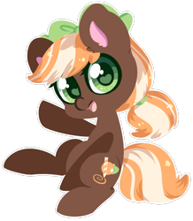 Size: 664x762 | Tagged: safe, artist:xaika, oc, oc only, oc:orange swirl, earth pony, pony, cute, female, mare, open mouth, simple background, solo, transparent background, waving