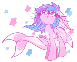 Size: 2500x2010 | Tagged: safe, artist:starlightlore, oc, oc only, oc:seatune serenade, dolphin pony, original species, solo, starry eyes, stars, wingding eyes