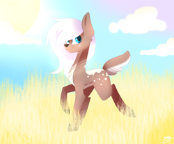 Size: 3600x3002 | Tagged: safe, artist:huirou, oc, oc only, oc:ginger snap, deer, deer pony, original species, solo